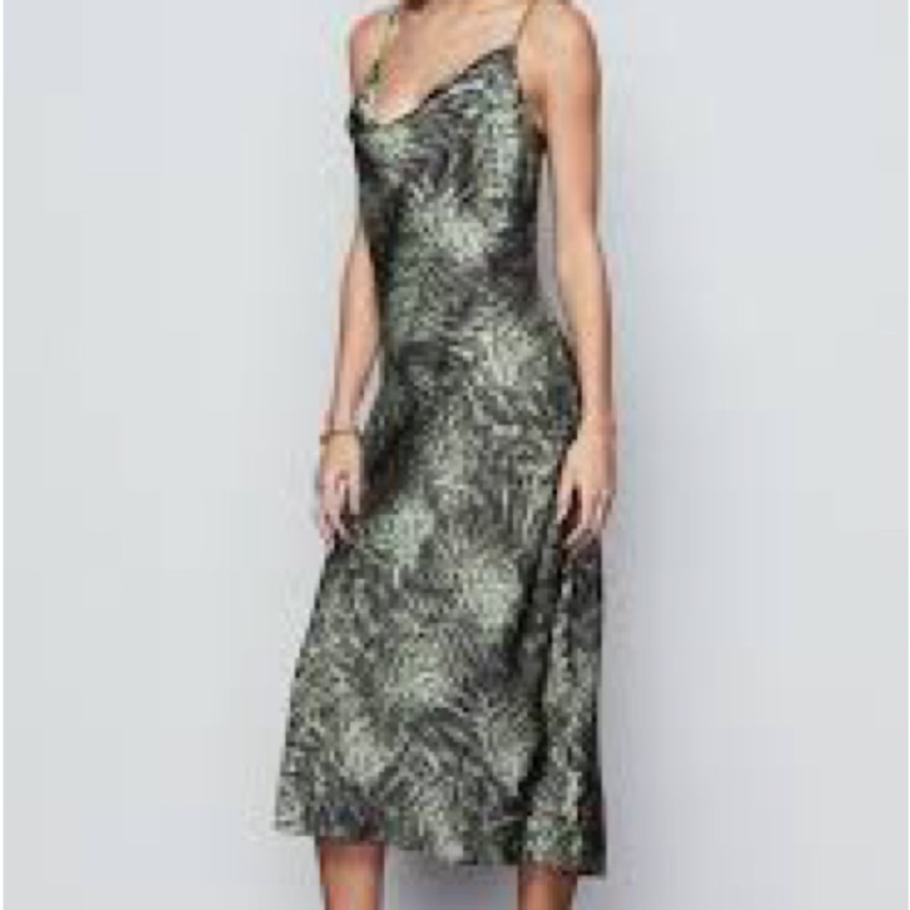 New Good American Elegant cheetah Green Patterned Dress Nordstrom size 4 NWT